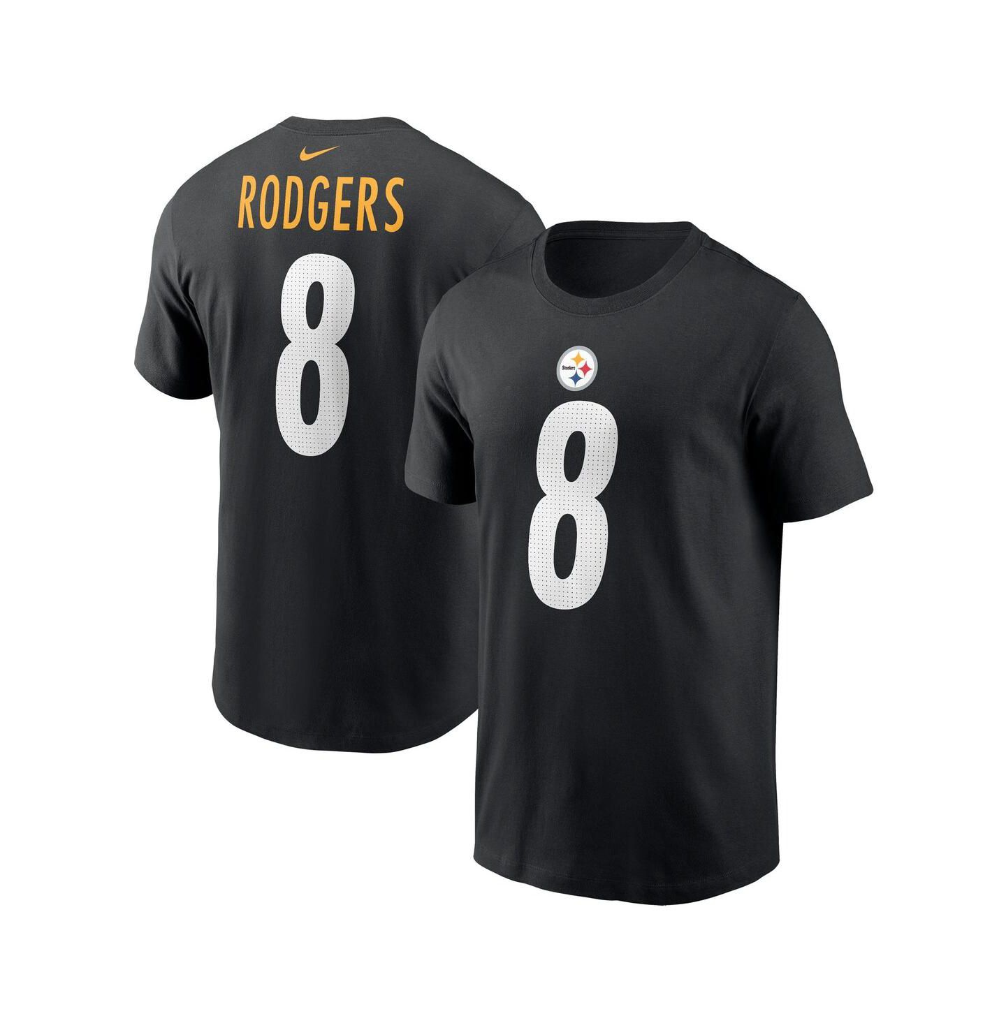 Мужская футболка Nike Aaron Rodgers Black Pittsburgh Steelers Name & Number — фото 1