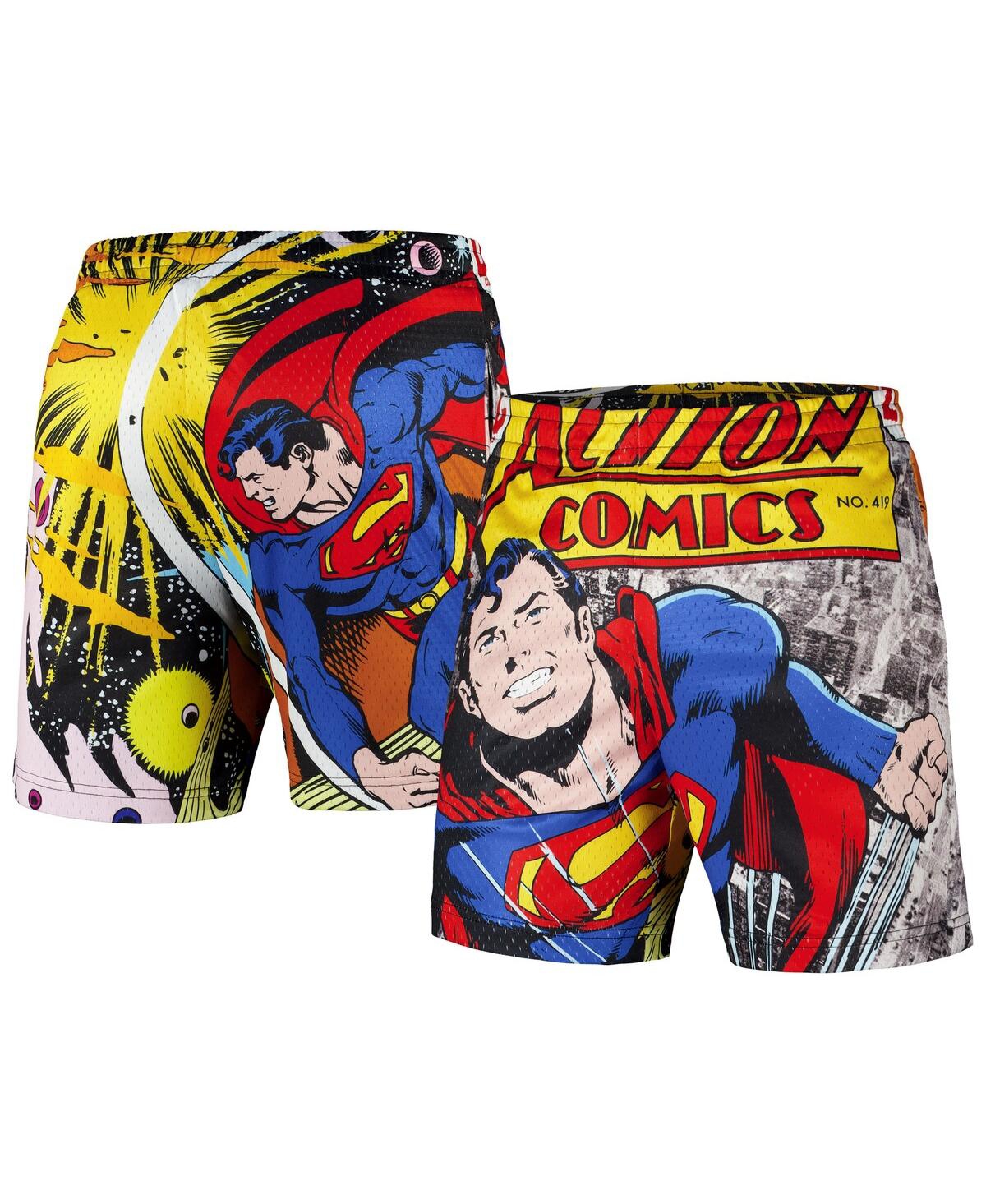 Men's Black Superman Big Print Mesh Shorts - Black