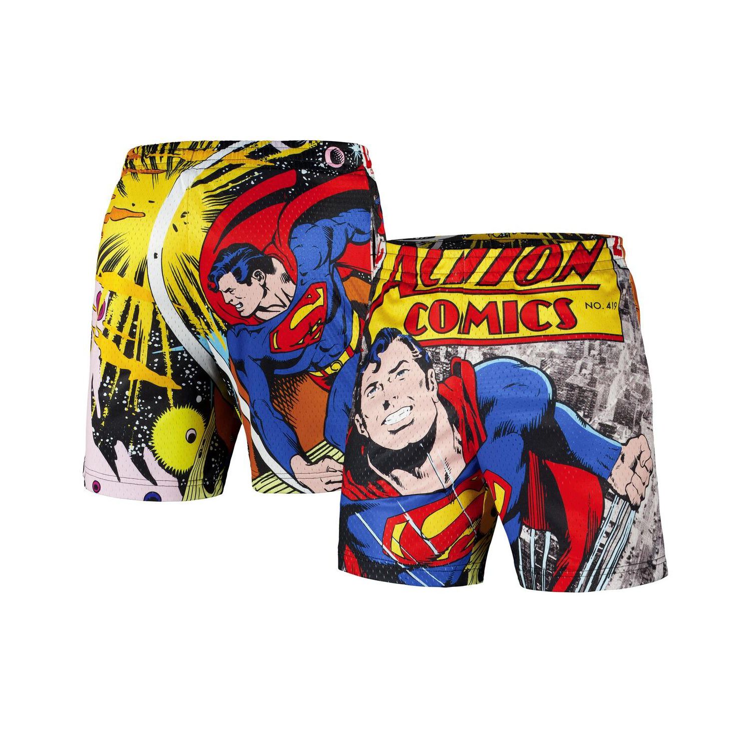 Men's Black Superman Big Print Mesh Shorts