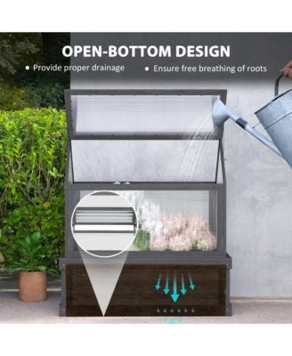 Raised Garden Bed with Wooden Cold Frame, 35.5" x 22.5" x 38.25"