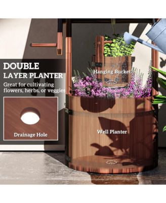 Wishing Well Planter with Bucket, Wooden Wishing Well,