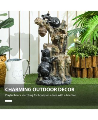 22.4" 3-Tier Outdoor Water Fountain with LED Lights, Pump