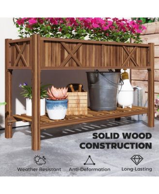Elevated Wood Garden Bed, 47 x 22 x 31.5in Flower Box,