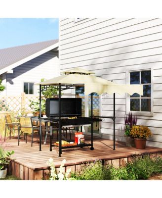 8' x 5' Grill Gazebo, 2-Tier Outdoor BBQ Gazebo, Dark