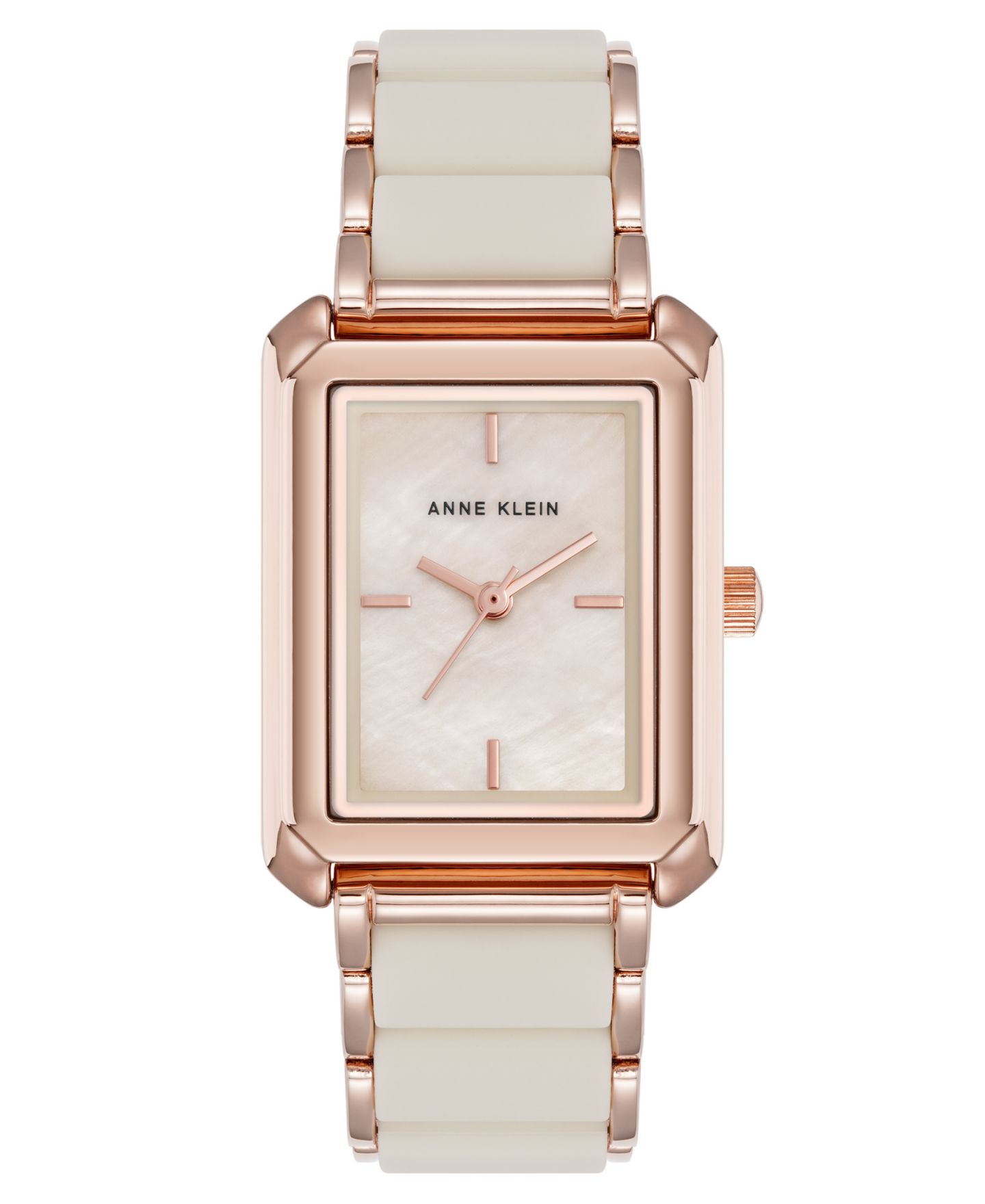 Женские часы Anne Klein Quartz Casual Rectangular Rose Gold-Tone Metal Alloy Bracelet Watch, 26mm — фото 1