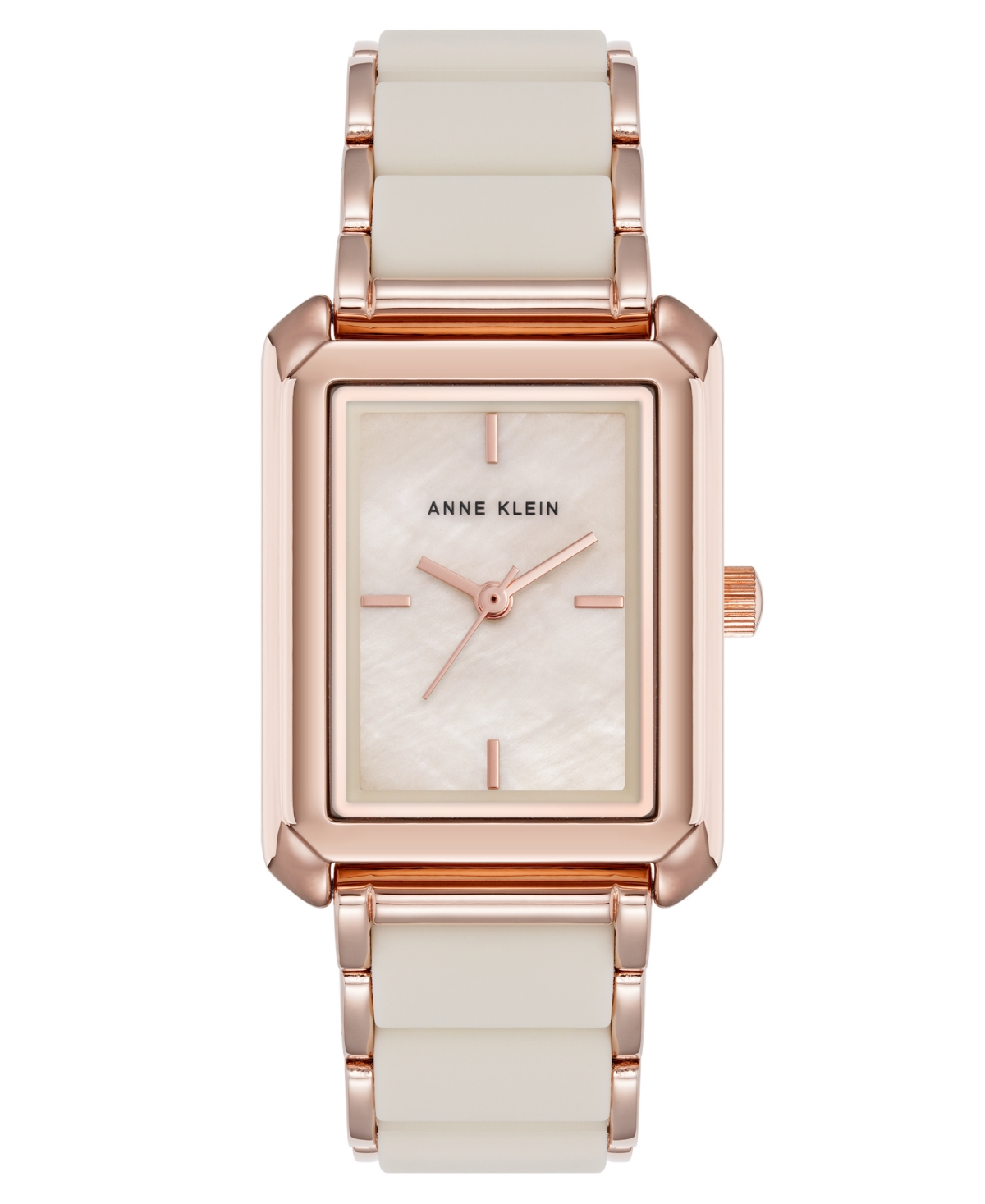 Anne Klein Women's Quartz Casual Rectangular Rose Gold-Tone Metal Alloy Bracelet Watch, 26mm