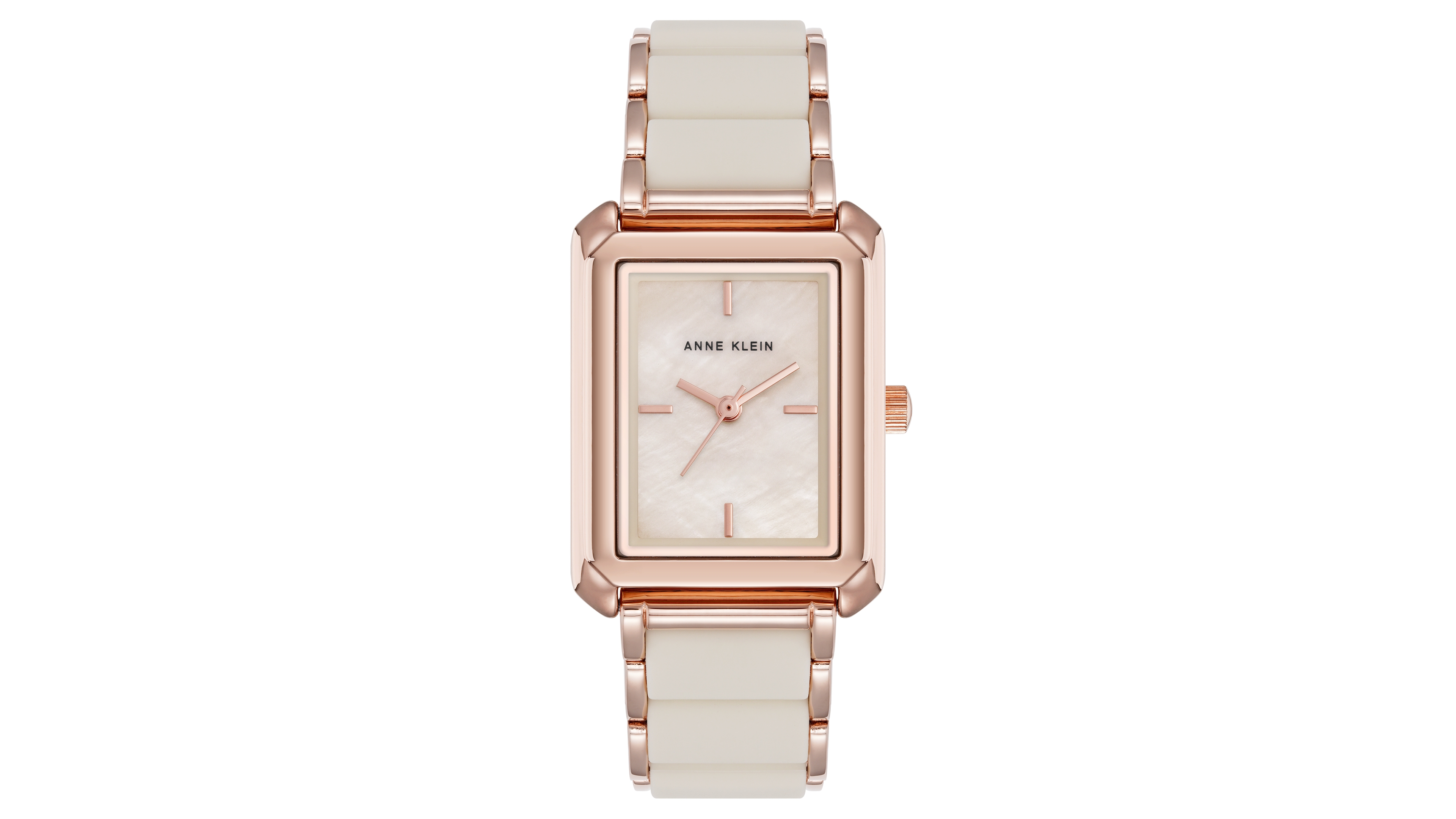Anne Klein Women's Quartz Casual Rectangular Rose Gold-Tone Metal Alloy Bracelet Watch, 26mm