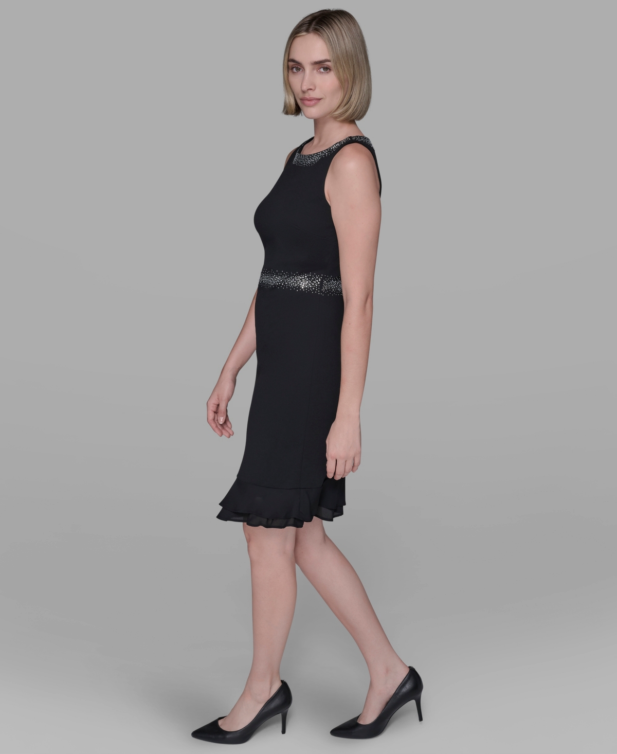 Karl Lagerfeld Women's Ruffled-hem A-line Dress In Black