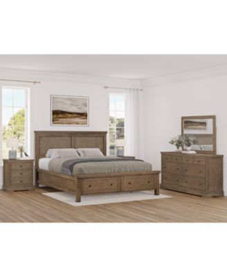 Furniture - Alverton 3 Pc. Queen Cane Storage Set (Bed, Dresser & 3-Drawer Nightstand)