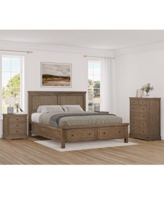 Furniture - Alverton 3 Pc. California King Cane Storage Set (Bed, Chest & 3-Drawer Nightstand)