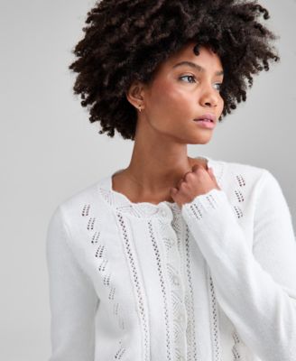Women's Pointelle Scalloped-Edge Cardigan, Macy's Exclusive 