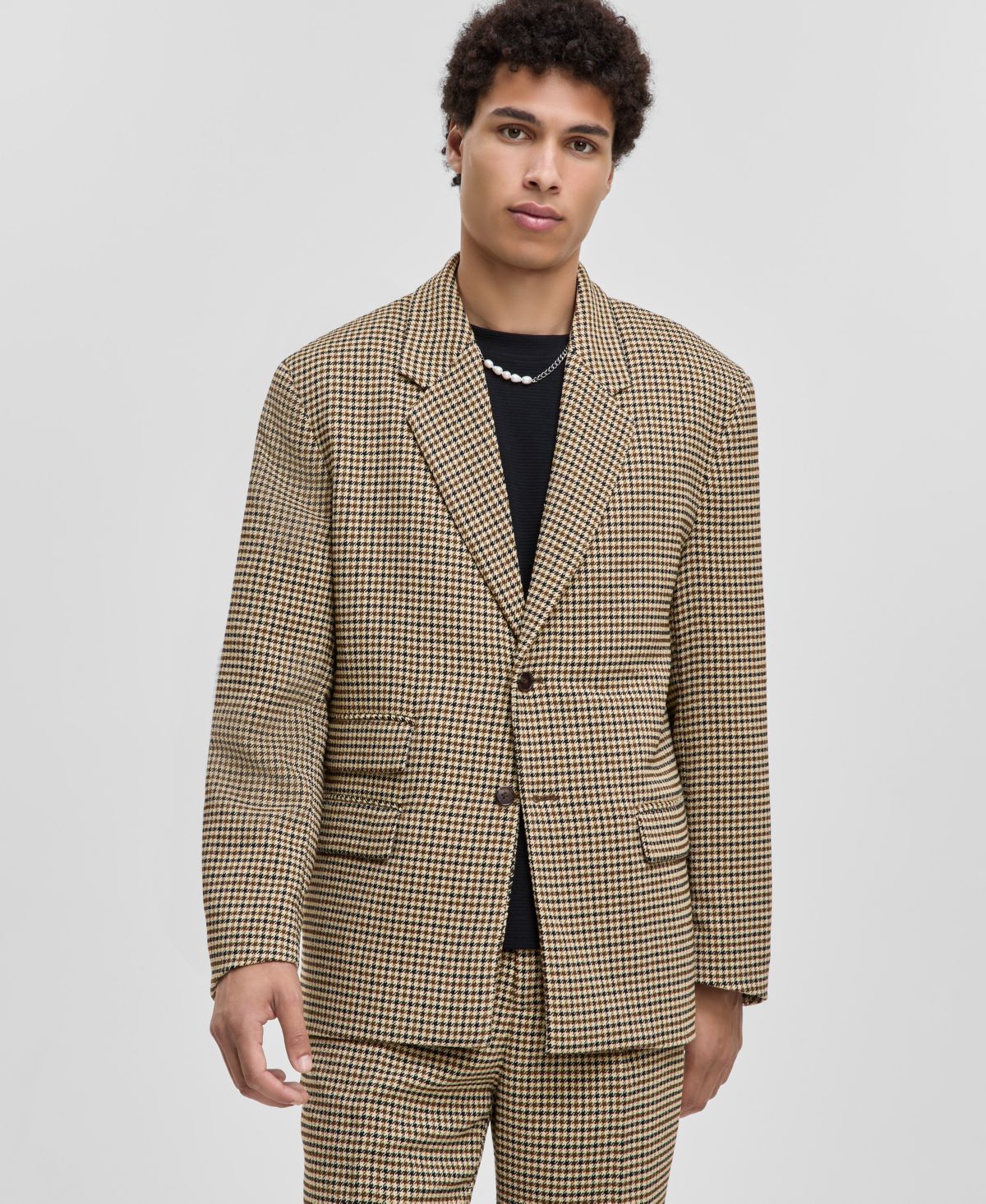 Мужской блейзер свободного кроя в клетку, эксклюзивный бренд Macy's
