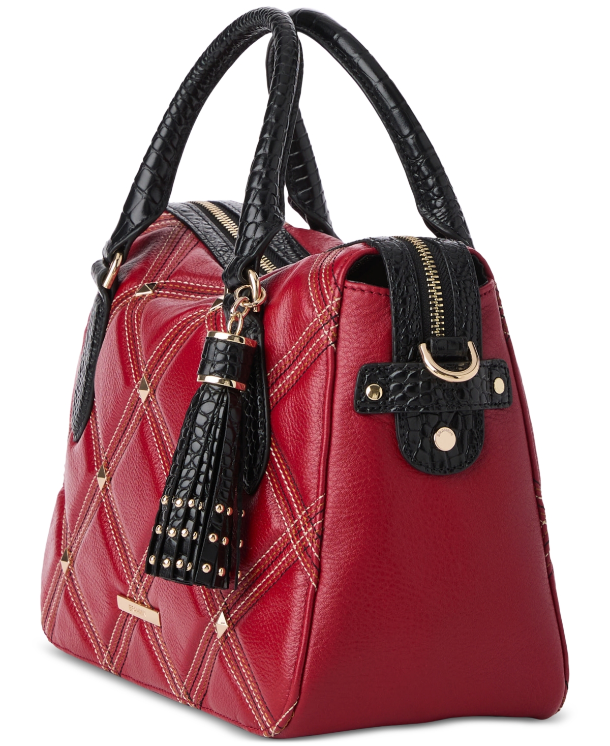 Brahmin Micaela Medium Leather Satchel In Red