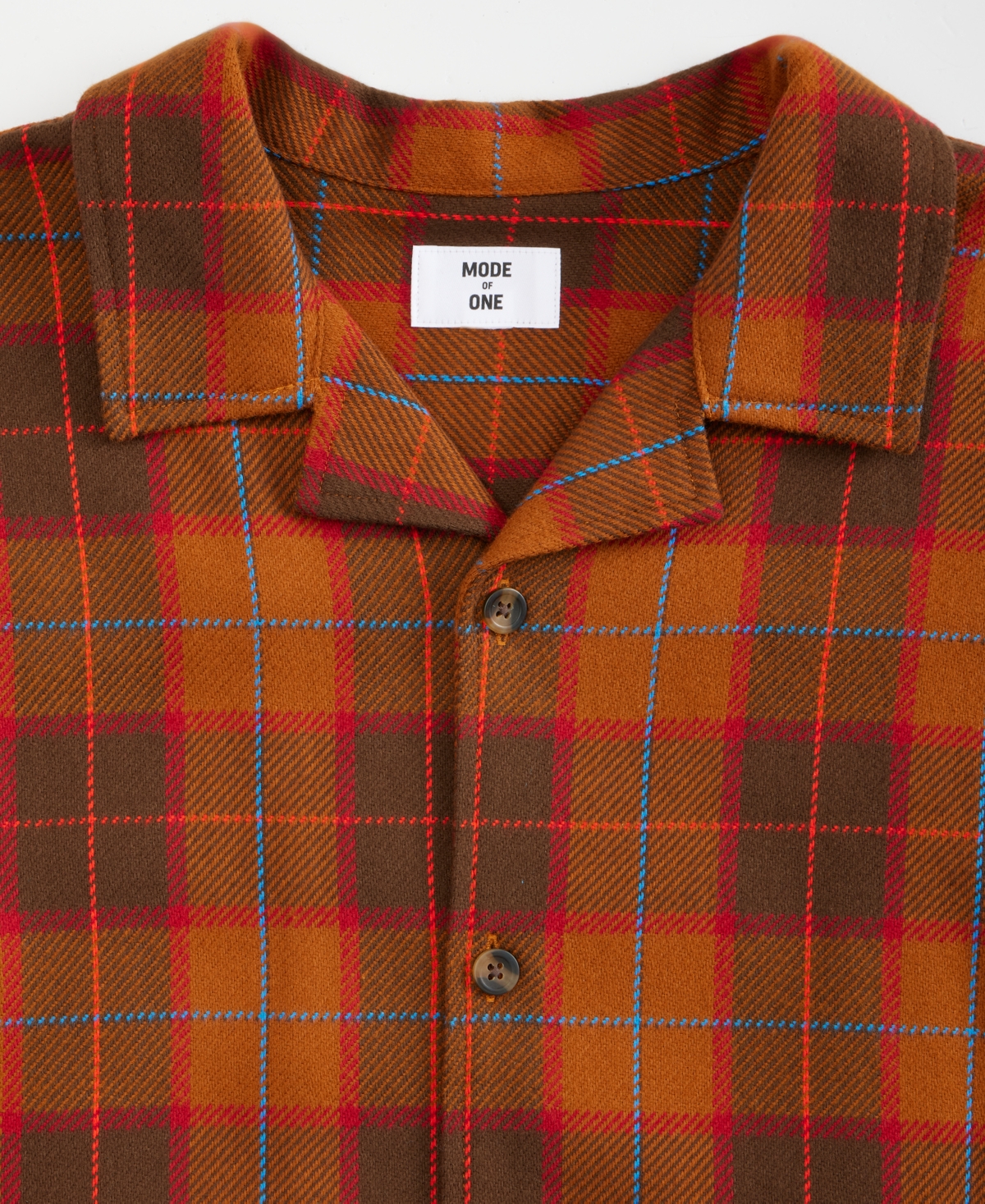 Mode Of One Men's Relaxed-fit Camp-collar Plaid Flannel Shirt, Macy's Exclusive In Orange