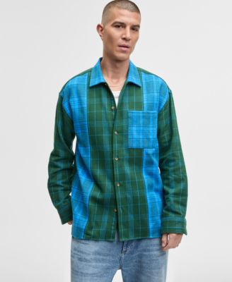 Mode of One - Men's Long-Sleeve Cotton Plaid Shirt