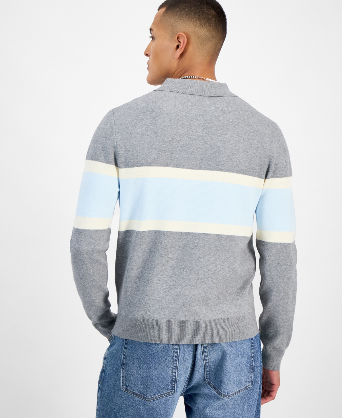 Mode Of One Men's Varsity-stripe Polo Sweater, Macy's Exclusive In Multi