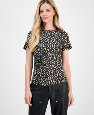 I.N.C. International Concepts - Petite Cotton Ruched-Side T-Shirt