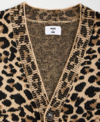Men's Leopard-Print V-Neck Cardigan, Macy's Exclusive