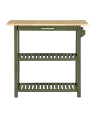 40" Rubberwood Designs2Go 3-Tier Butcher Block Kitchen Prep Island with Drawer