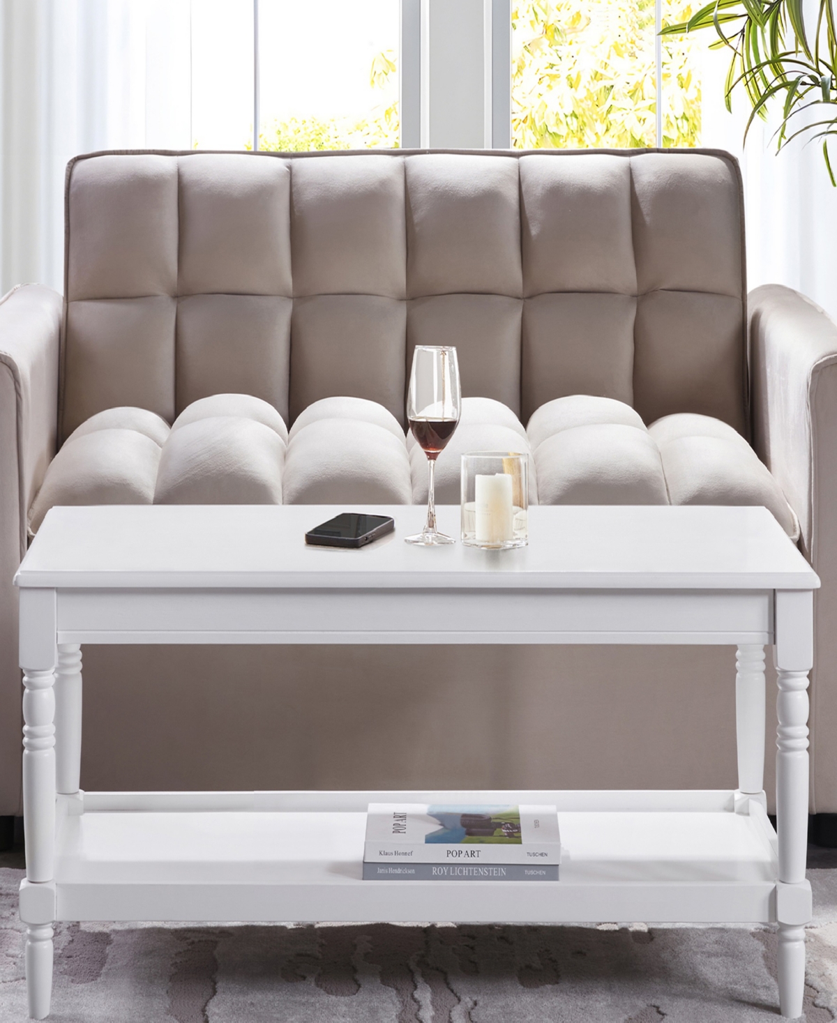 Convenience Concepts 20" Wood French Country Manor No Tools Coffee Table In White