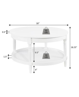 30" Wood French Country Manor No Tools Round Coffee Table