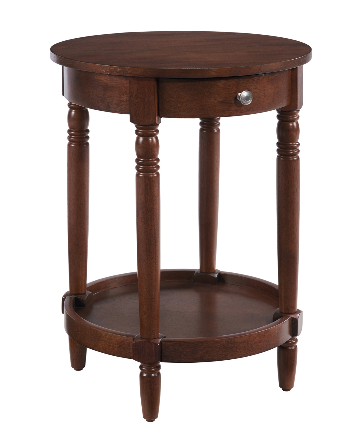 Convenience Concepts 18" Wood French Country Manor No Tools Round End Table In Brown