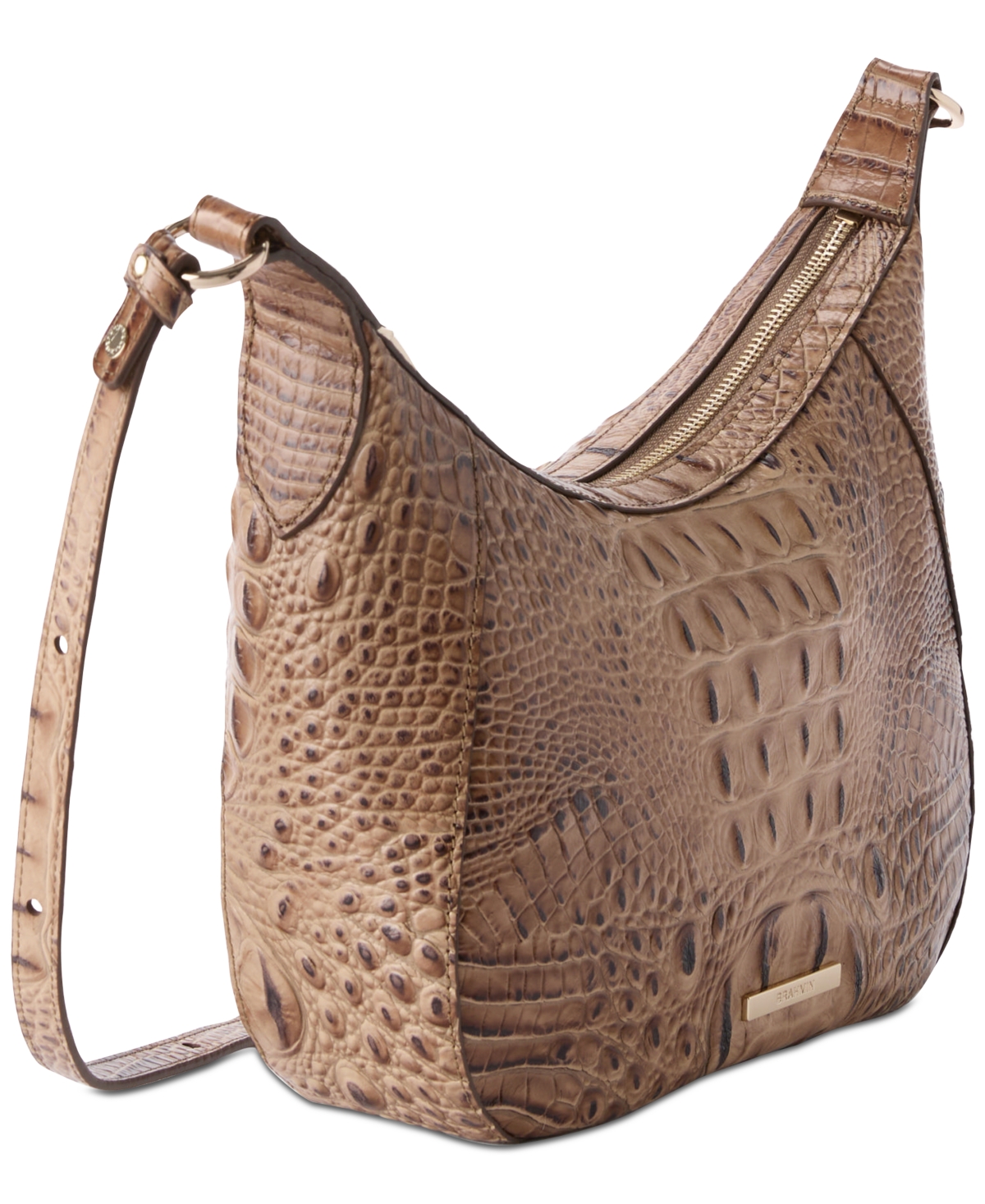 Brahmin Corinne Croc Embossed Leather Crossbody In Brown