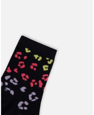 Girl 3-Pack Knit Socks Black and Multicolor - Toddler|Child