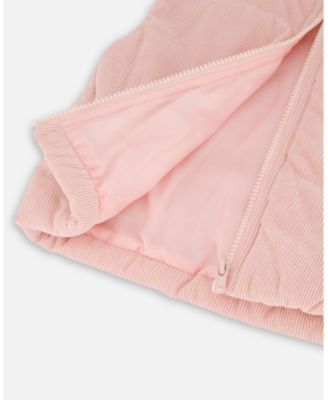 Girl Corduroy Puffy Sleeveless Vest Dusty Pink - Child