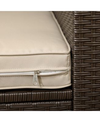 Wicker Loveseat, Patio Furniture Couch, Padded Outdoor Sofa,