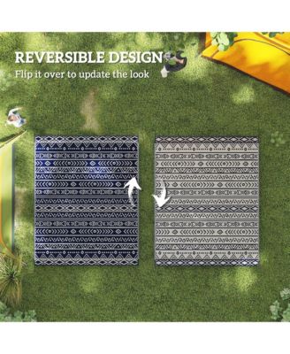 Outdoor Rug, 8' x 10' Plastic Straw, Geometric