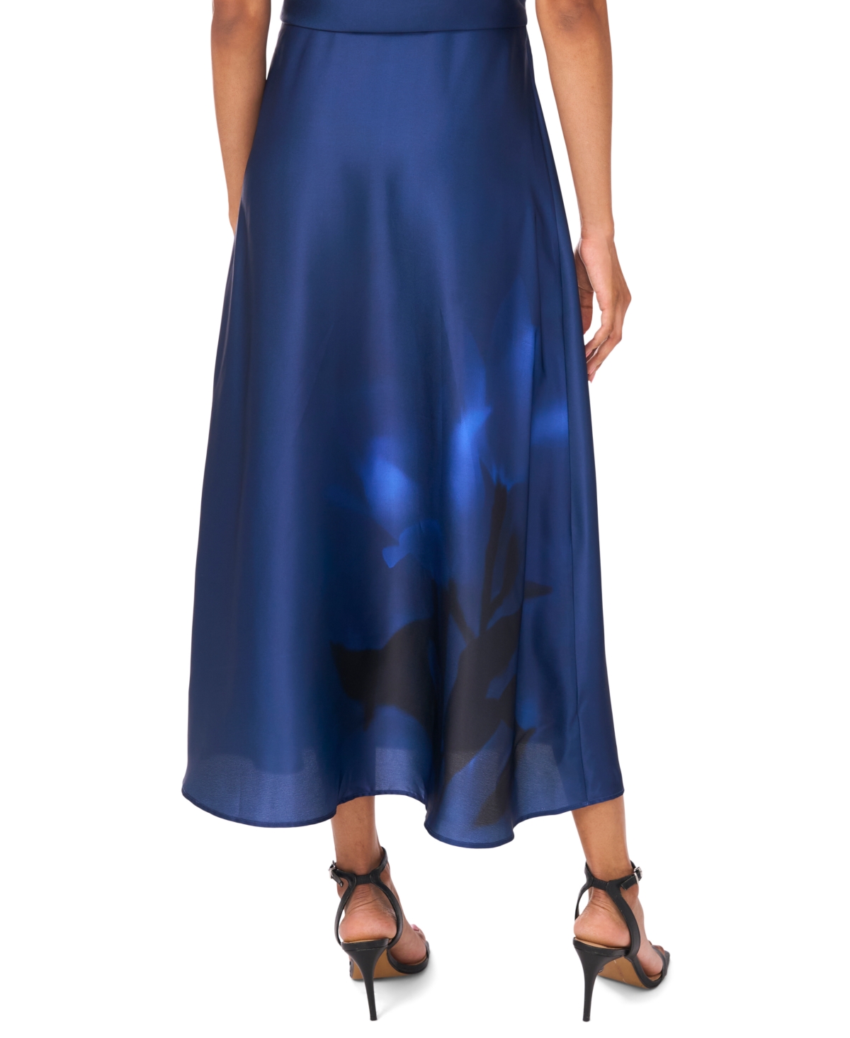 Vince Camuto Women's Placement-print Pull-on Midi Skirt In Blue