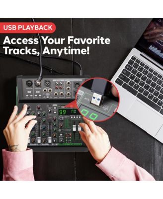 6-Ch. Audio Sound Mixer - Bluetooth Studio Mixer - DJ Controller Audio Mixing Console