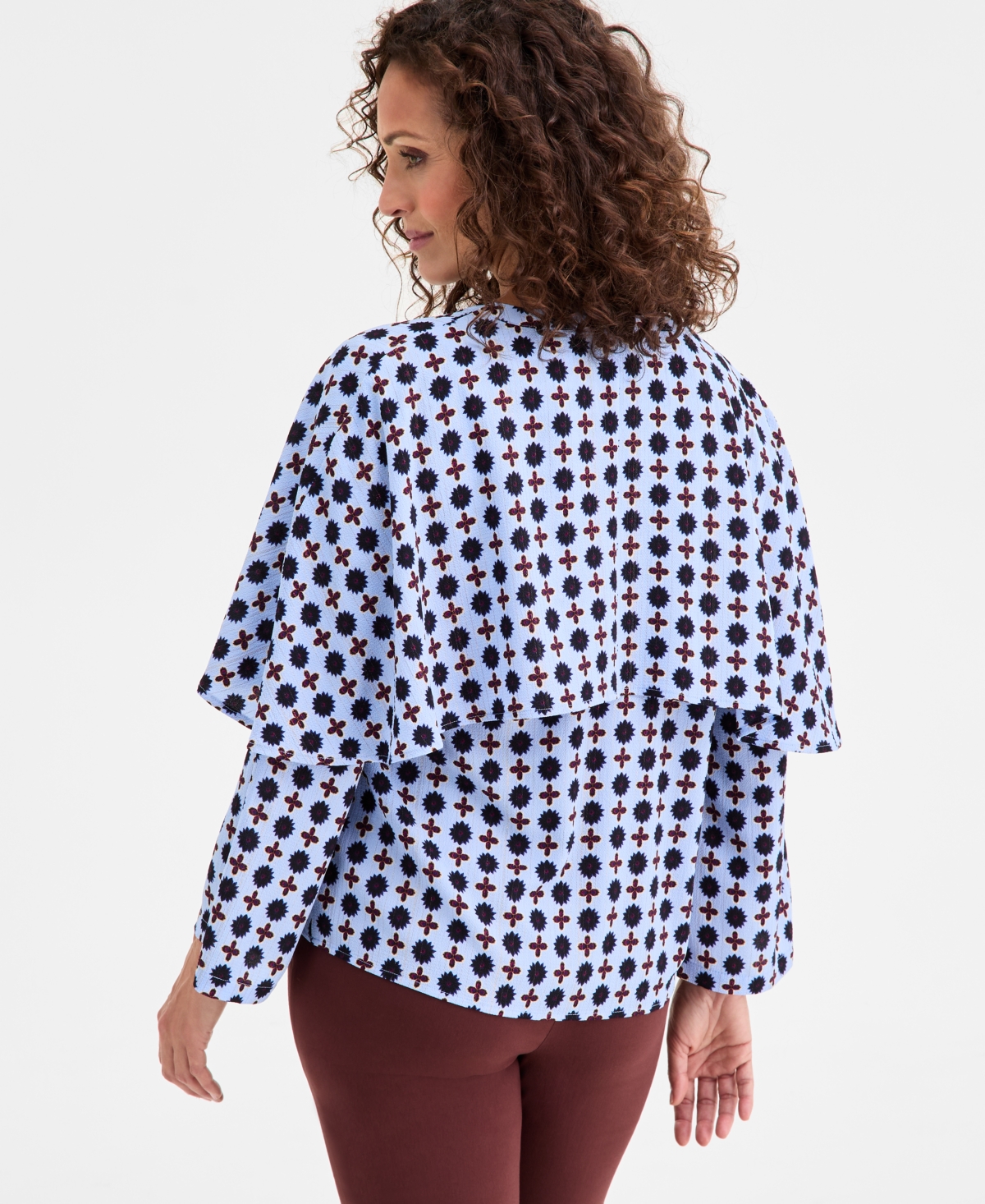 Jm Collection Women's Printed Split-neck Blouse, Macy's Exclusive In Multi