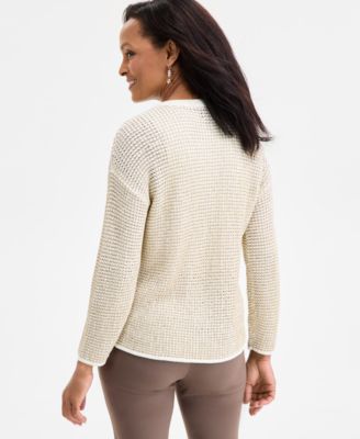 Petite Novelty Lurex Long Sleeve Cardigan Sweater