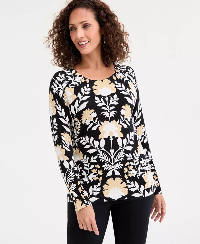 Women's Printed Crewneck Sweater - thumbnail 3