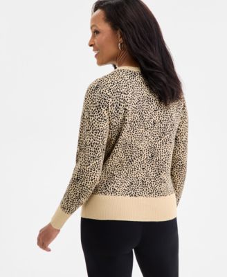 Petite Mara Speckle Novelty Button Long Sleeve Cardigan, Macy's Exclusive