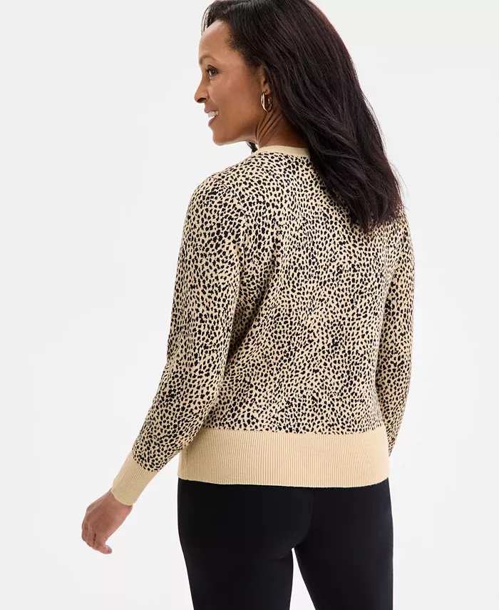 Women's Printed V-Neck Long-Sleeve Cardigan - thumbnail 2