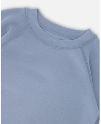 Kids Unisex Merino Wool Base Layer Set Blue Gray - Child