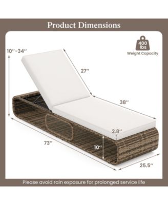 Set Of 2 Outdoor Chaise Lounge Chair w/ Adjustable Backrest Cushion & Storage