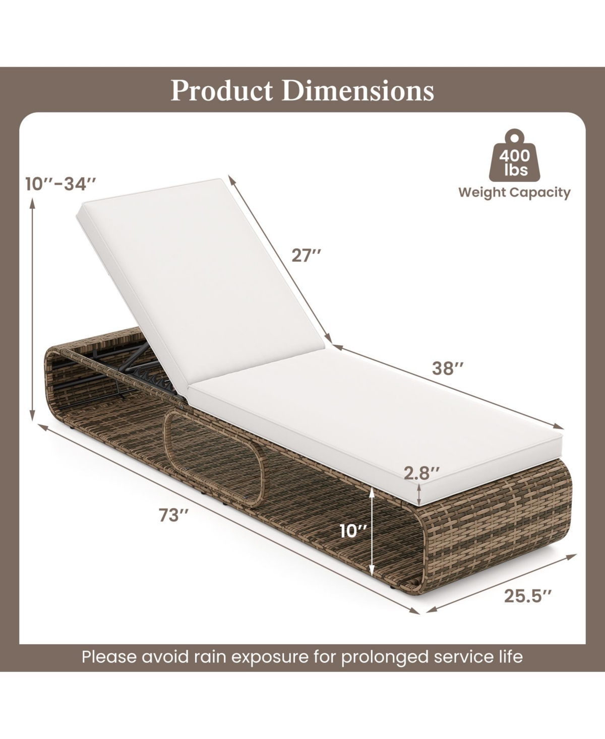 Gymax Set Of 2 Outdoor Chaise Lounge Chair w/ Adjustable Backrest Cushion & Storage