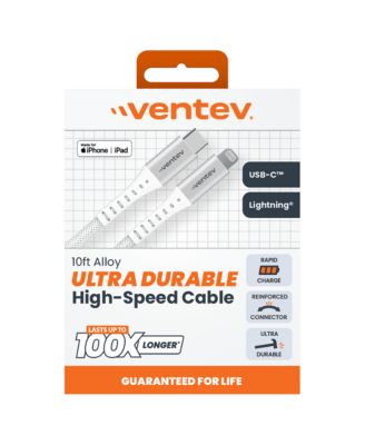 Alloy USB A to Apple Lightning High Speed Ultradurable 10 Foot Cable-White