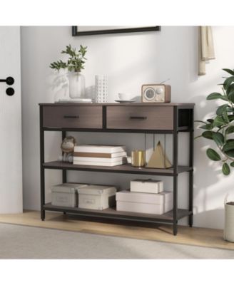 Console Table with Folding Fabric Drawers for Entryway