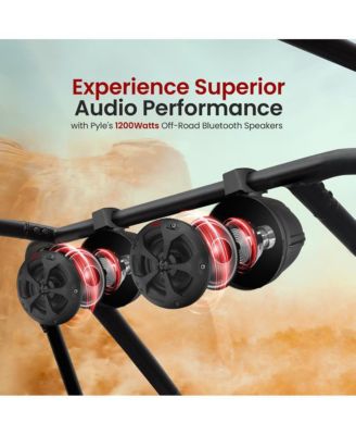 6.5'' Water-Resistant Marine Speakers + 2 Channel Amplifier + Wireless BT Audio Controller for Boat Stereo (1200W)