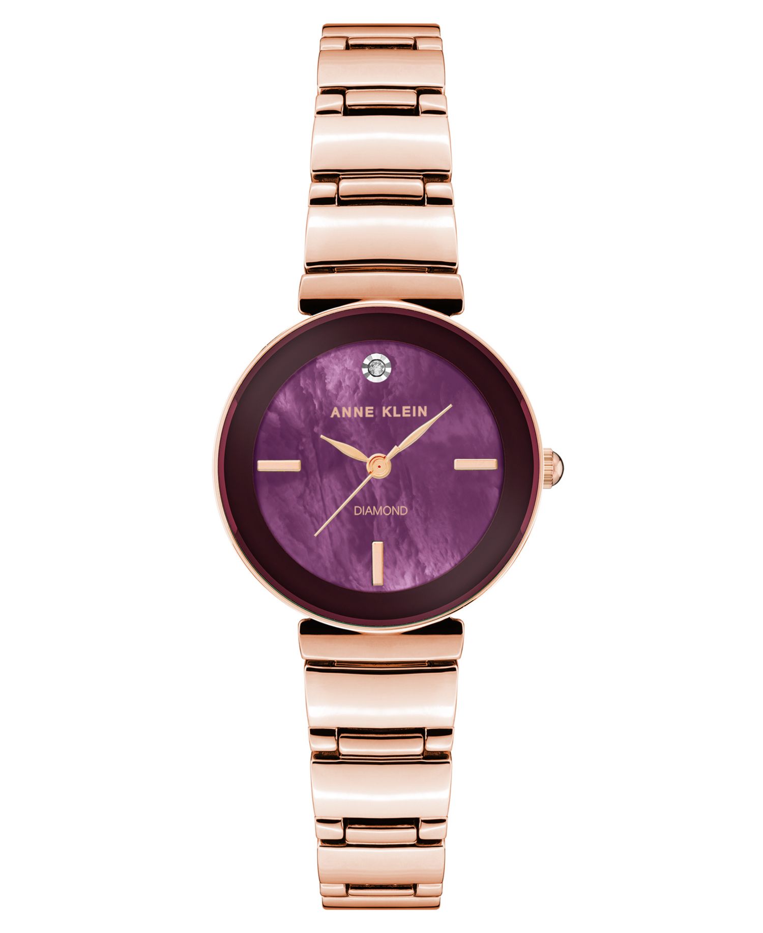 Women's Quartz Classic Plum and Rose Gold-Tone Diamond Accented Bracelet Watch, 28mm