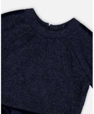 Girl 3/4 Sleeve Lurex Dress Navy Blue - Toddler|Child