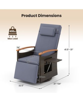 Set Of 2 Outdoor 360° Swivel Rattan Recliner Chair Patio Wicker Chaise Lounge Chair