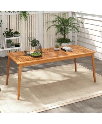 8-Person Outdoor Acacia Wood Dining Table w/ 1.96'' Umbrella Hole Rectangular