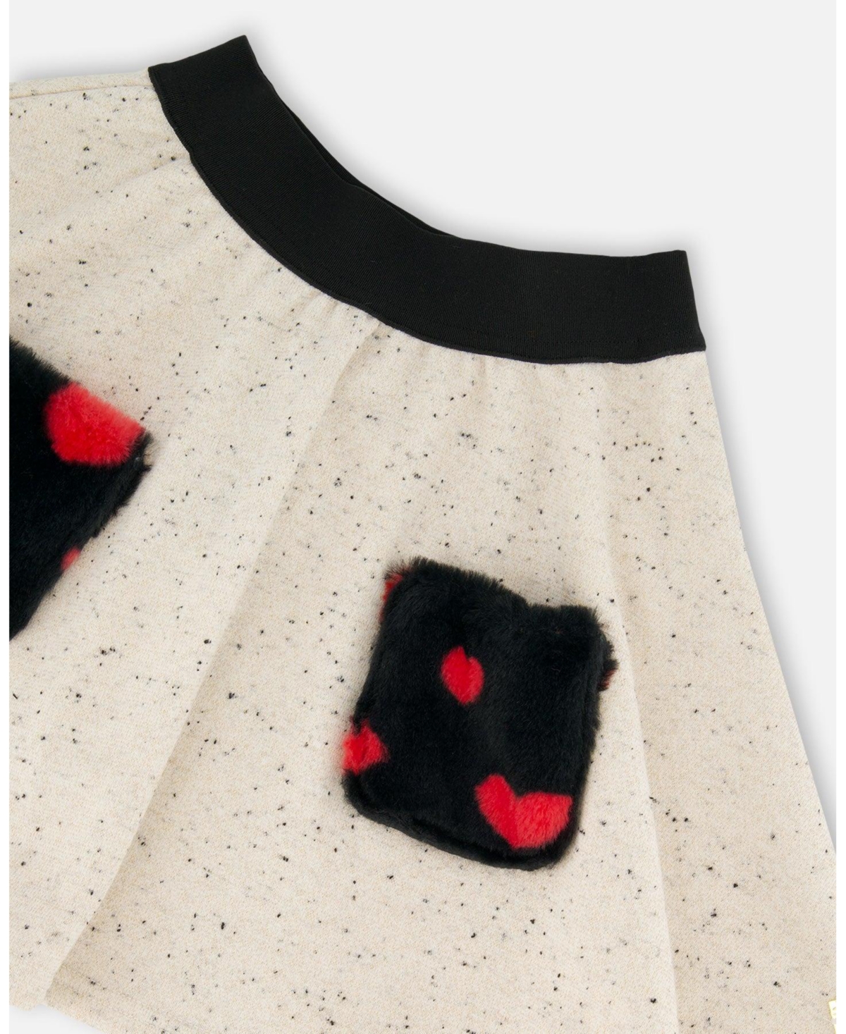 Deux par Girl Glittering French Terry Skirt Beige and Black