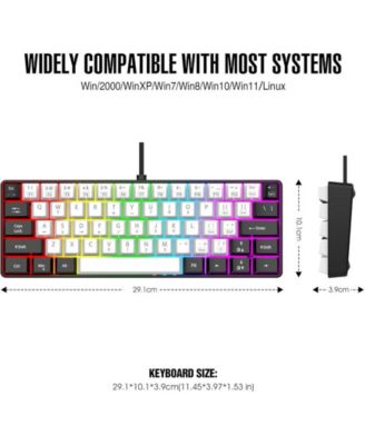 60% Wired Gaming Keyboard, RGB Backlit Ultra Compact Mini Keyboard, Waterproof Mini Compact 61-Key Keyboard for PC/Mac Gamers, Typist, Travel, Easy Travel (White and Black)